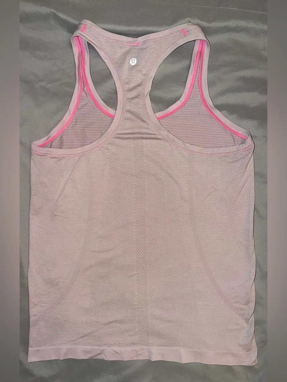 lululemon athletica Pale Pink Racerback Tank with Bright Pink Trim size 10